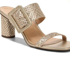 Vionic Brookell Gold Textured Heeled slide  Sandals 9 new